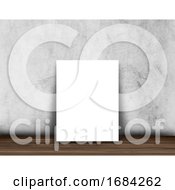 Poster, Art Print Of 3d Blank Picture On A Wood Floor Against A Concrete Wall