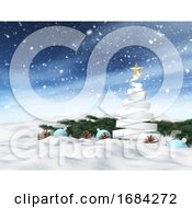 Poster, Art Print Of 3d Winter Snowy Landscape