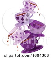 Poster, Art Print Of Purple Wonderland Tea Cups