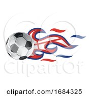 Poster, Art Print Of Soccer Ball With England Flag Flames