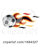 Poster, Art Print Of Soccer Ball With Germany Flag Flames