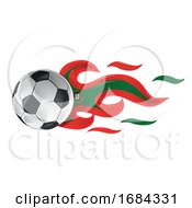 Poster, Art Print Of Soccer Ball With Portugal Flag Flames