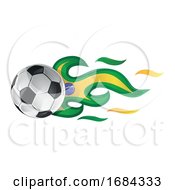 Poster, Art Print Of Soccer Ball With Brazil Flag Flames