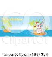 Poster, Art Print Of Merry Christmas Surfboard Santa Banner