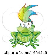 Poster, Art Print Of Smiling Frog With Cool Hair