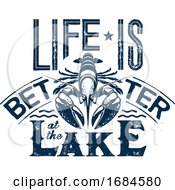 Poster, Art Print Of Navy Blue Life Is Better At The Lake Design