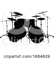 Poster, Art Print Of Drum Kit Musical Instrument Silhouette
