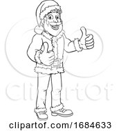 Poster, Art Print Of Young Santa Sign Thumbs Up Christmas Cartoon