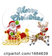 Poster, Art Print Of Santa Claus Reindeer Sleigh Christmas Pixel Art