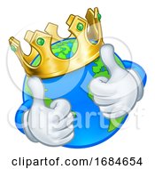 Poster, Art Print Of King Earth Globe World Mascot Cartoon Character