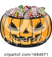 Poster, Art Print Of Halloween Jackolantern With Candy