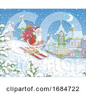 Poster, Art Print Of Santa Skiing