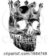 Poster, Art Print Of Skull Crown King Human Royal Skeleton