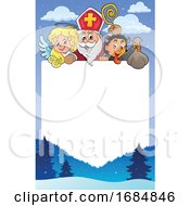Poster, Art Print Of Saint Nicholas Angel And Krampus Over A Border