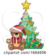 Poster, Art Print Of Christmas Teddy Bear By A Tree