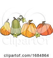 Pumpkins And Leaves by visekart