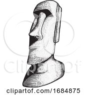 Black And White Sketched Moai Statue