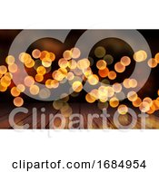 Poster, Art Print Of Festive Background With Bokeh Lights And Wooden Table