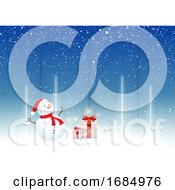 Poster, Art Print Of Christmas Background With Snowman And Gifts