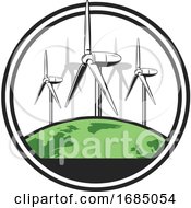 Poster, Art Print Of Green Earth And Wind Turbines