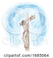 Poster, Art Print Of Jesus Crucifix Watercolor Hand Draw