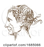 Julius Caesar Roman Politician And General Vintage Line Drawing