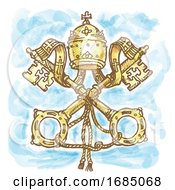 Poster, Art Print Of Vatican Symbol Watercolor Hand Drawn