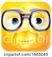 Poster, Art Print Of Square Emoticon With Blemishes And Glasses