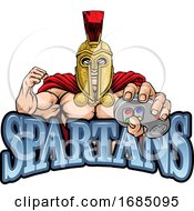 Poster, Art Print Of Spartan Trojan Gamer Gladiator Controller Mascot