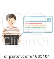 Poster, Art Print Of Teen Guy Laptop Search Illustration