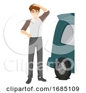 Poster, Art Print Of Teen Guy Basic Tire Replacement Illustration