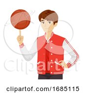 Poster, Art Print Of Teen Boy Basketball Player Illustration