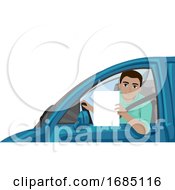 Poster, Art Print Of Teen Boy Driving Lesson Illustration