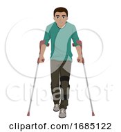 Poster, Art Print Of Teen Boy With Special Need Leg Brace Illustration