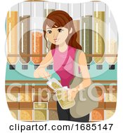 Teen Girl Bulk Shopping Jar Illustration