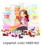 Poster, Art Print Of Teen Girl Shoe Collection Illustration