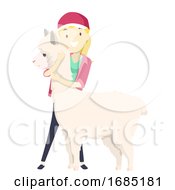 Girl Save Alpaca Illustration