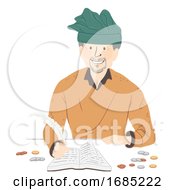 Man Medieval Tax Collector Illustration