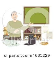 Man Senior History Teacher Illustration