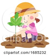 Kid Girl Plant Mangrove Illustration
