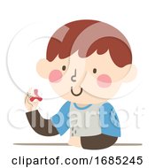 Poster, Art Print Of Kid Boy With Special Need Spinner Illustration