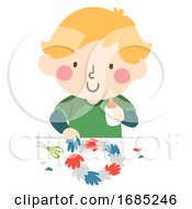 Poster, Art Print Of Kid Boy Hand Wreath Illustration