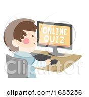Poster, Art Print Of Kid Boy Online Quiz Illustration