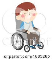 Poster, Art Print Of Kid Boy Sleeping Wheelchair Illustration