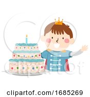 Kid Boy Prince Cake Illustration