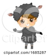 Kid Boy Animal Costume Black Sheep Illustration