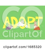 Adopt Rabbit Lettering Illustration