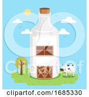 Milk Farm Barn Illustration