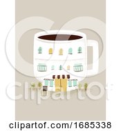 Poster, Art Print Of Coffee Building Miniature Illustration