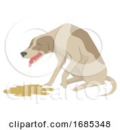 Dog Dying Vomit Illustration